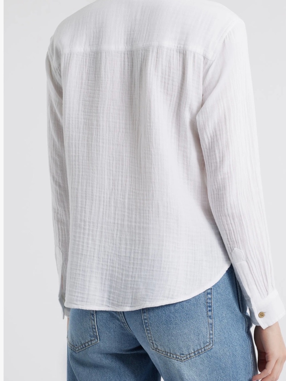 beachlunchlounge 100% Cotton white Gauze Button-Down Shirt - Picture 14 of 15
